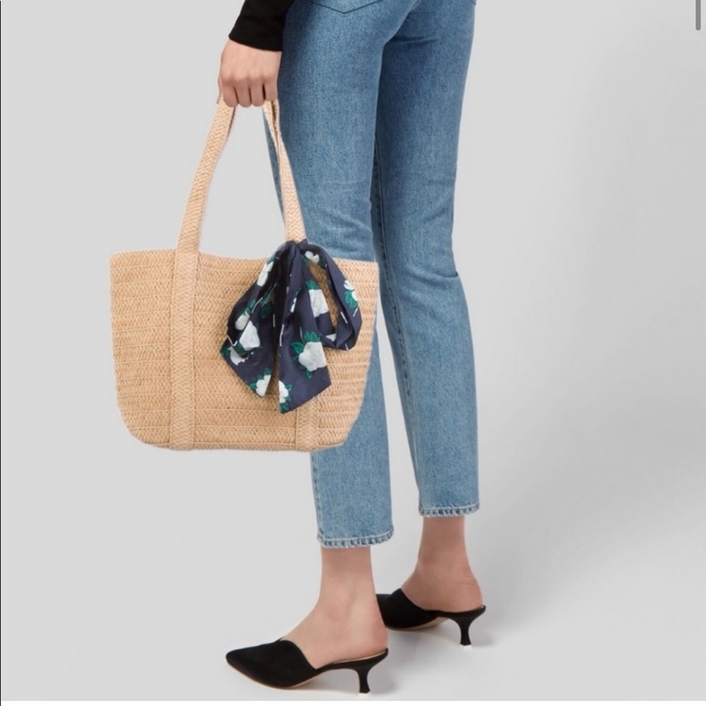 New Draper James straw tote with scarf tie